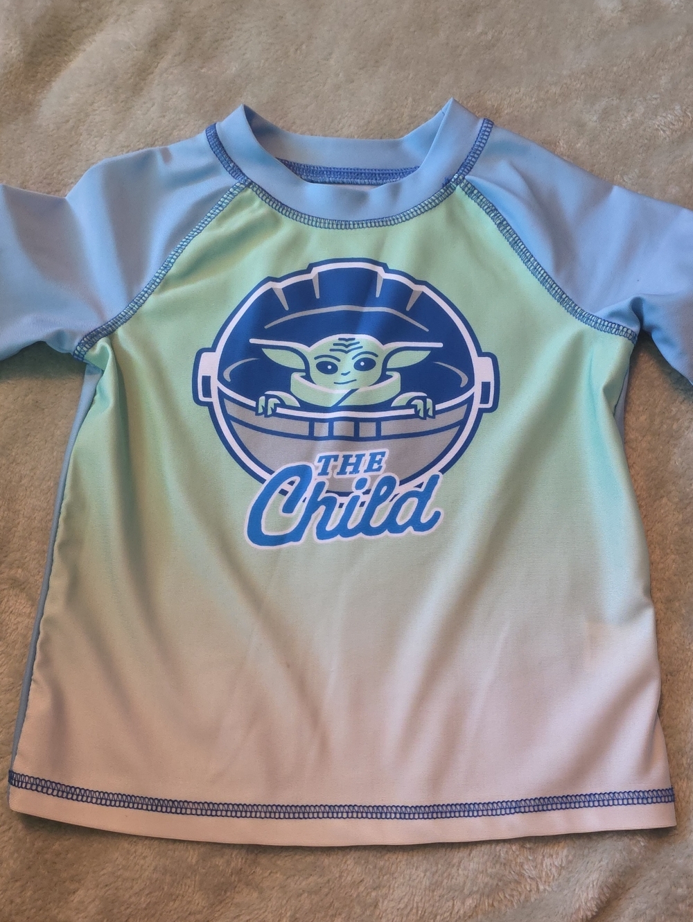 Star Wars Kids Light Blue & Mint 'The Child' Rashguard Swim Top